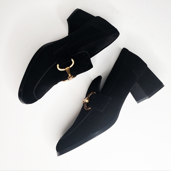 Bibi Lou Black Velvet Gold Bit Loafers 41 - Picture 3 of 7